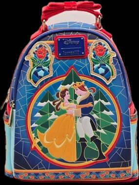 Disney Beauty and the Beast Stained Glass Mini Backpack - Blue/Red